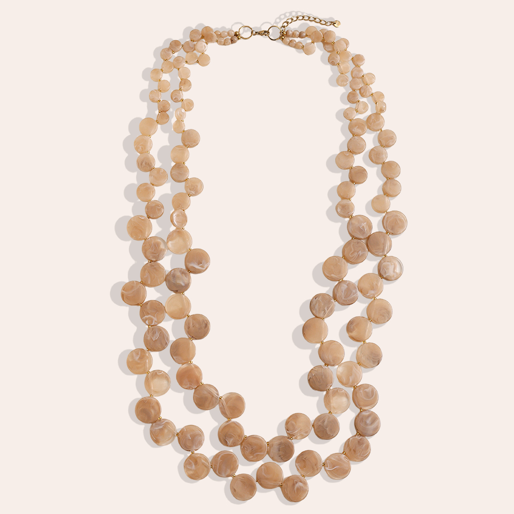 96cm zweilagige Acrylscheibenkette Edelstahl Halskette    