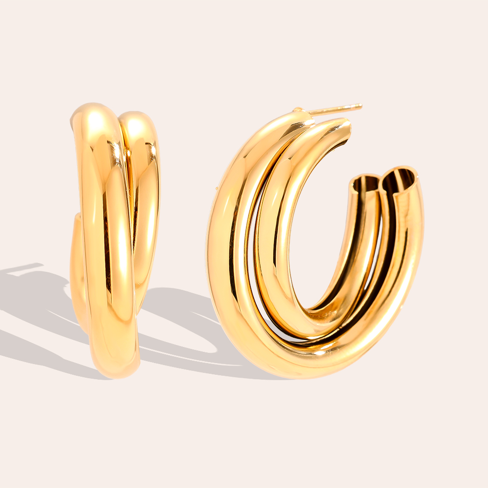 28mm Two Hoop Edelstahl Ohrringe    