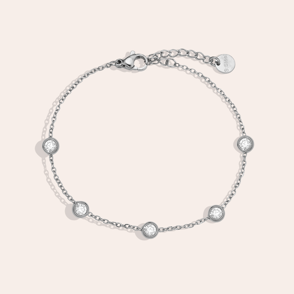 17cm Five Diamond Dots Edelstahl Armkette       