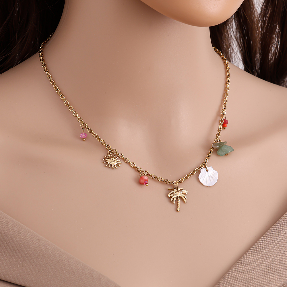 40cm Sommerstil Edelstahl Halskette   