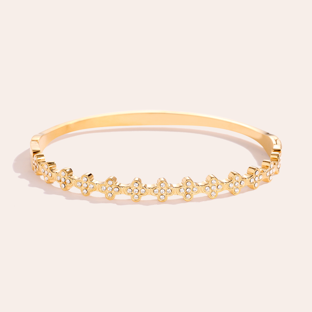 6.2cm Diameter Fancy Diamond Flower Edelstahl Armreif       