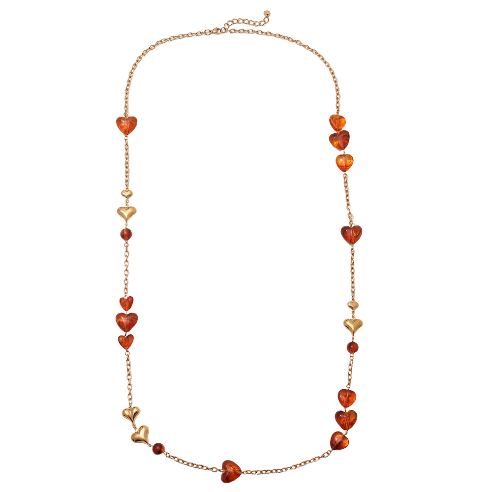 102cm Acrylic Hearts And Gold Hearts Edelstahl Halsketten  