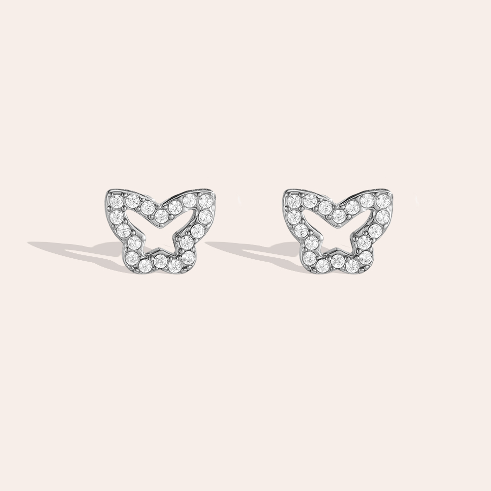 9mm Zirkonia Schmetterling Edelstahl Ohrringe    