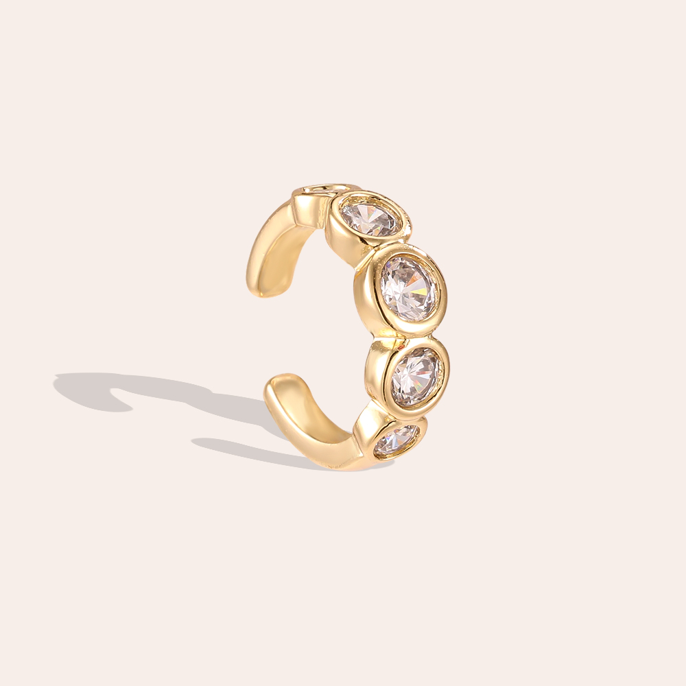 Vergoldete Ear-cuffs 14mm groß Runde Zirkonia  