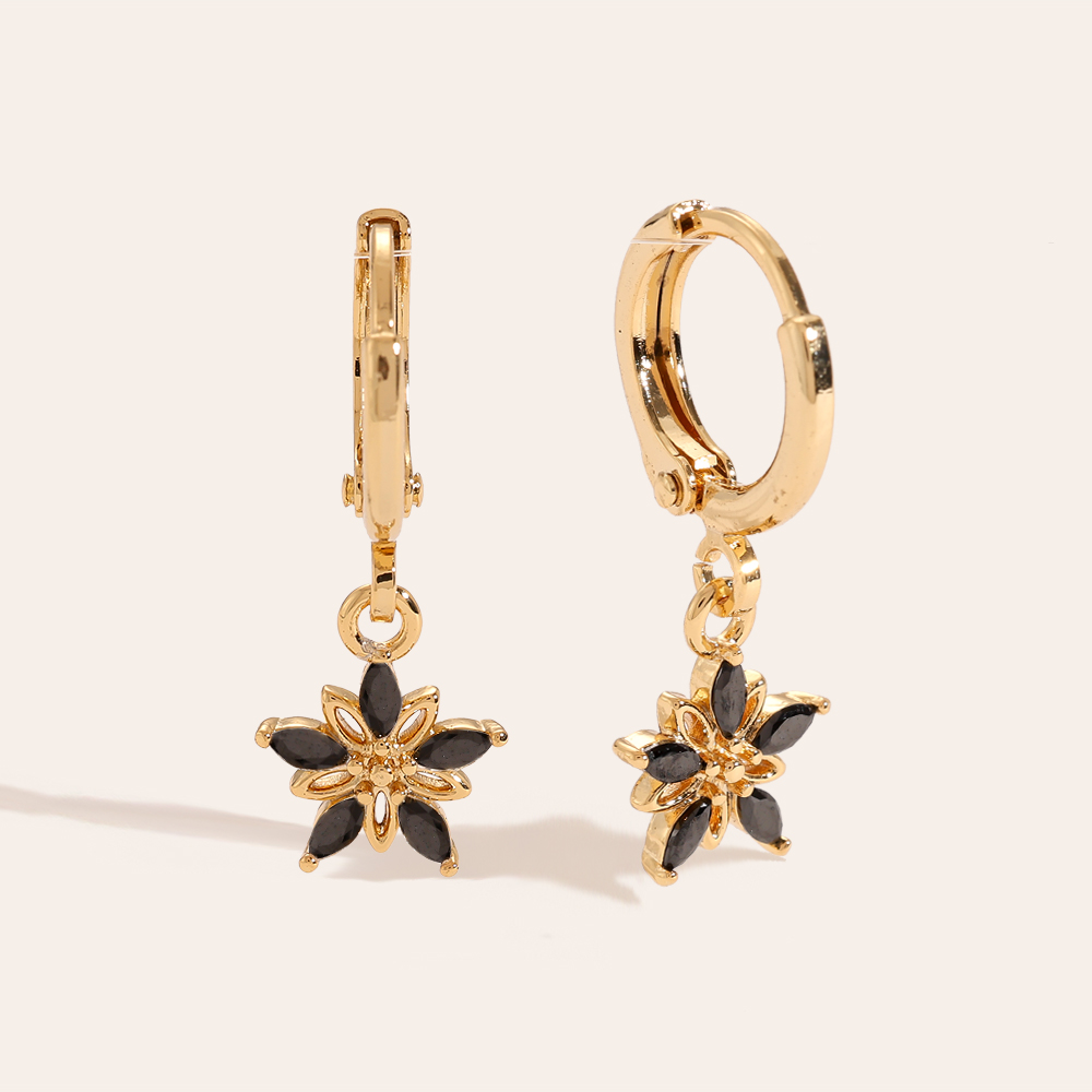 Vergoldete Ohrringe Diamond And Hollow Flower