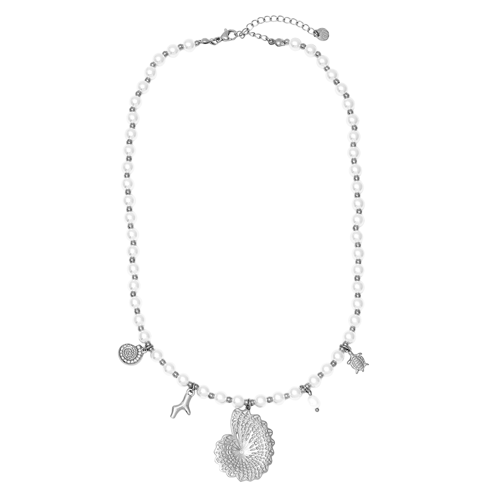 42cm Ocean Love In Pearl Chain Edelstahl Halskette     