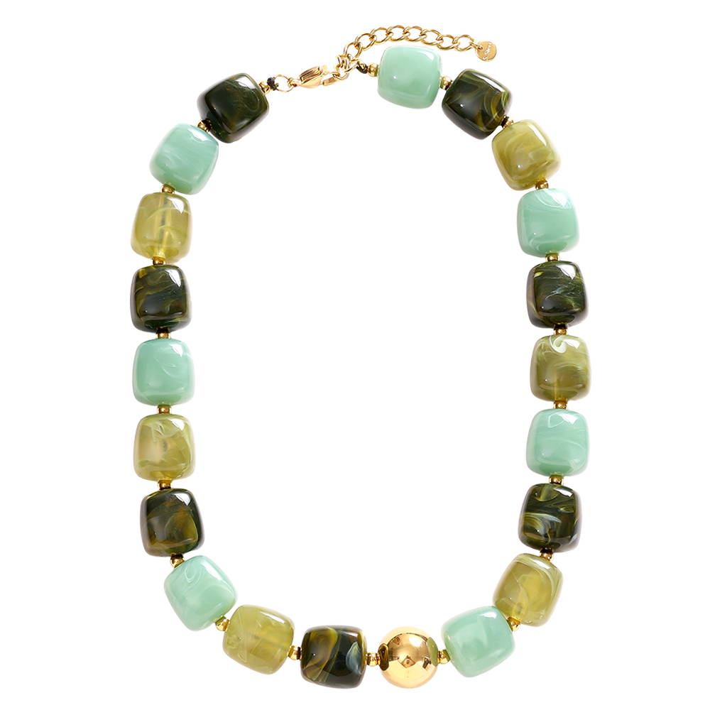 45cm Various Color Chunky Beaded Edelstahl Halskette  