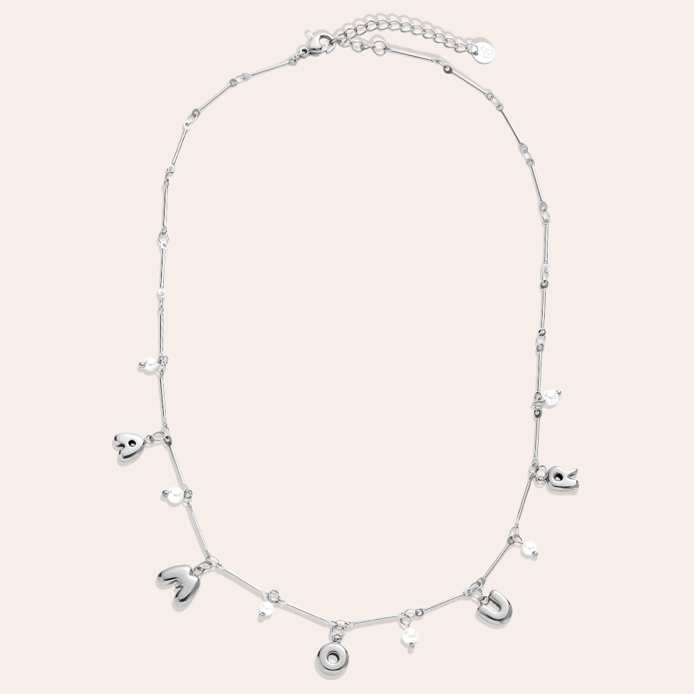 Edelstahl Halskette 40cm AMOUR With Pearl