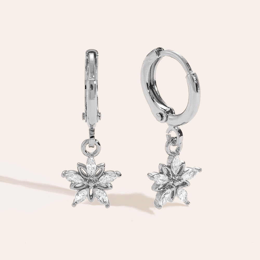 Vergoldete Ohrringe Diamond And Hollow Flower