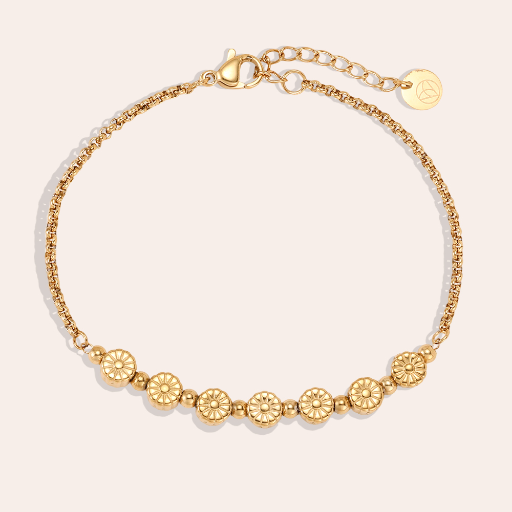 Edelstahl Armband 17cm einige kleine Blumen