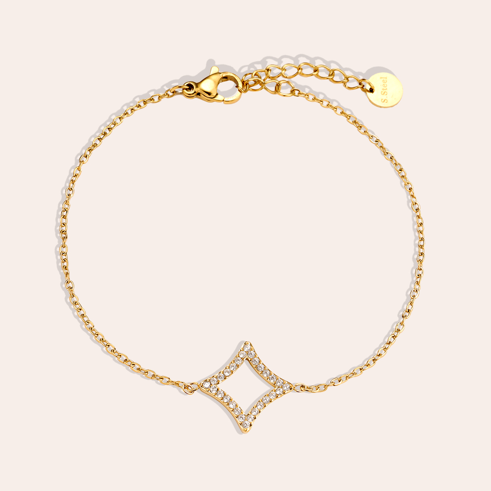 17cm Diamond Rhombus Edelstahl Armband    