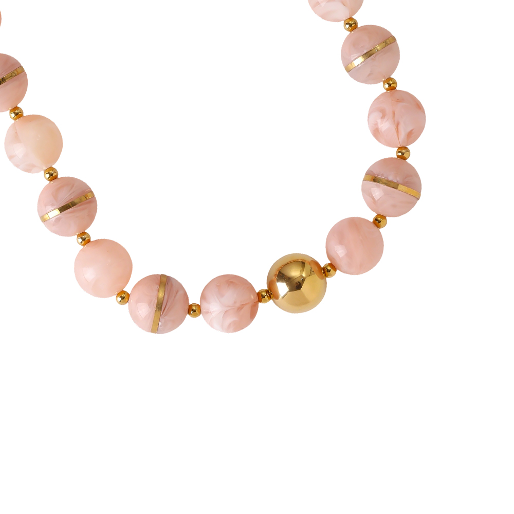 48cm runde Acrylperlenkette Edelstahl Halskette    