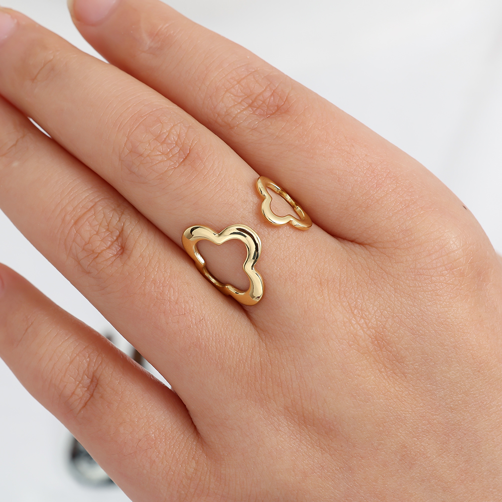 Two Clover Edelstahl Ring        