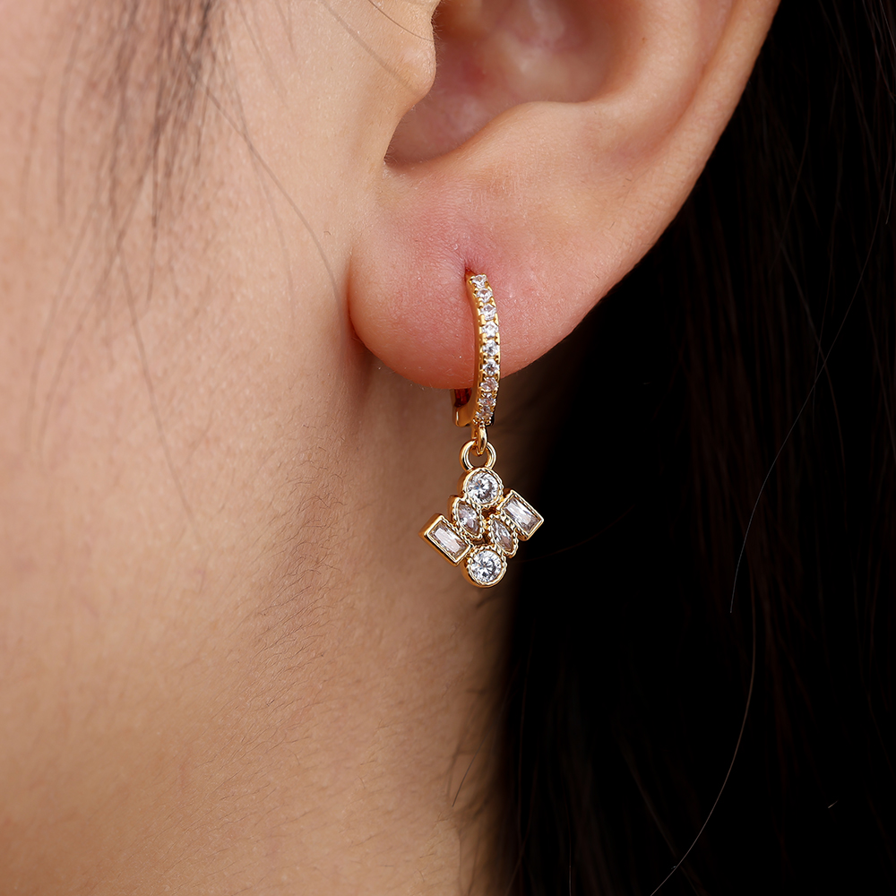 2.5cm Combined Cubes Diamond Vergoldete Ohrringe