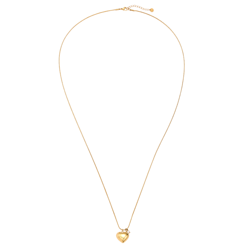 43cm Heart And Diamond Dot Edelstahl Halskette        