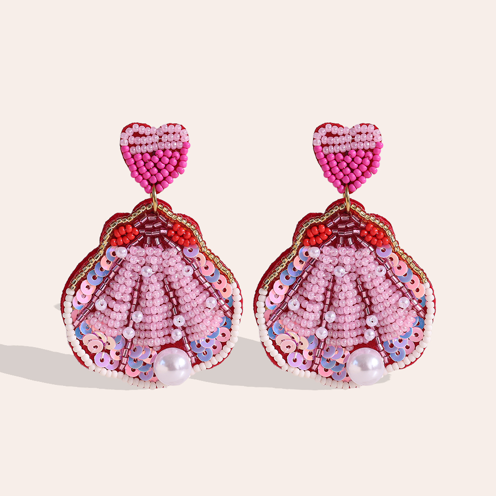 7cm Reisperle Muschel Edelstahl Ohrringe    