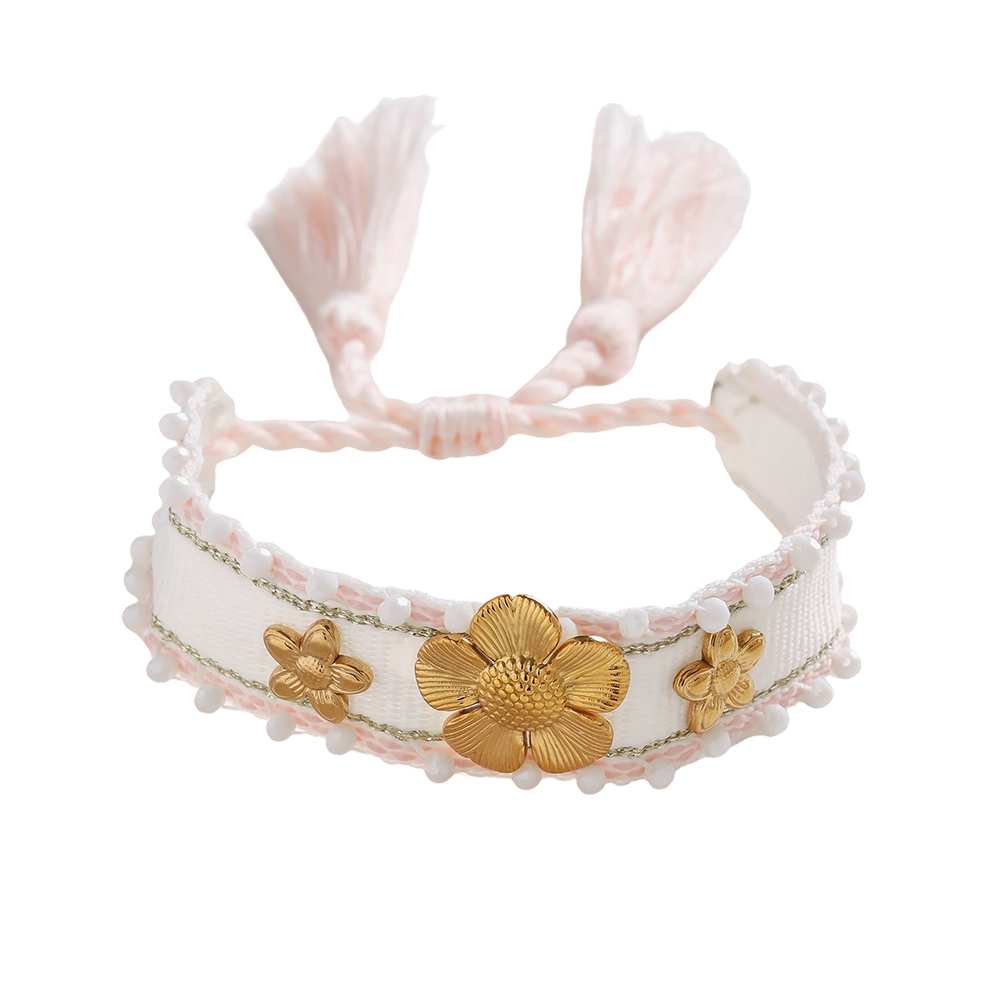 Blumen auf einem Polyesterbeutel Edelstahl Armband    