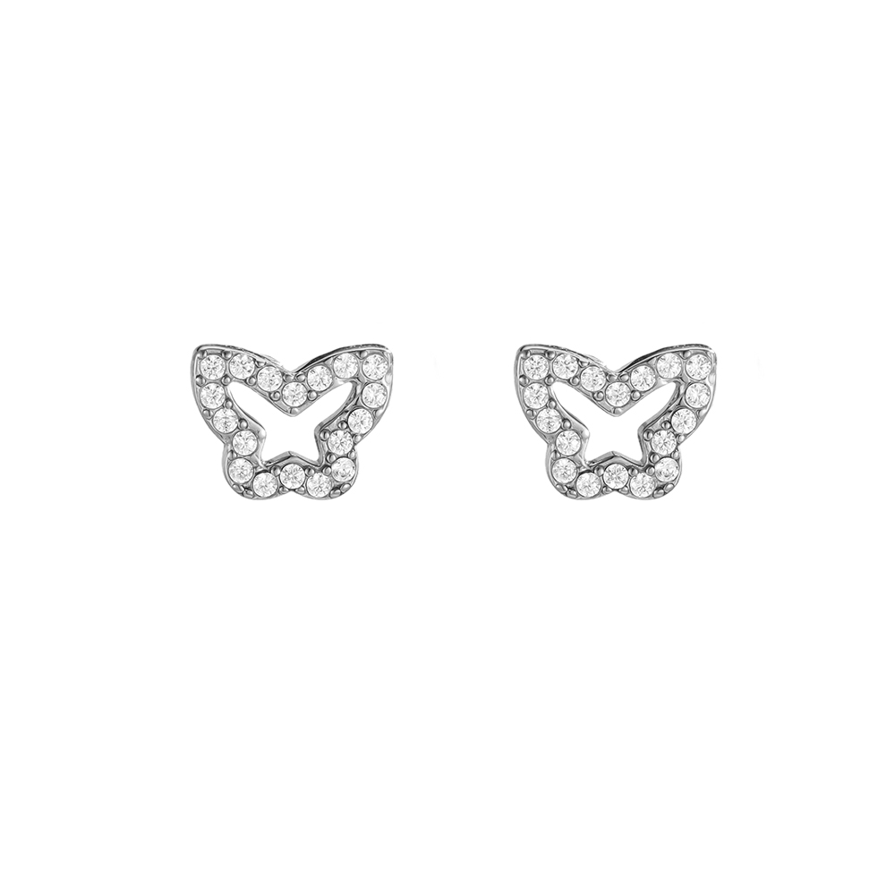 9mm Zirkonia Schmetterling Edelstahl Ohrringe    