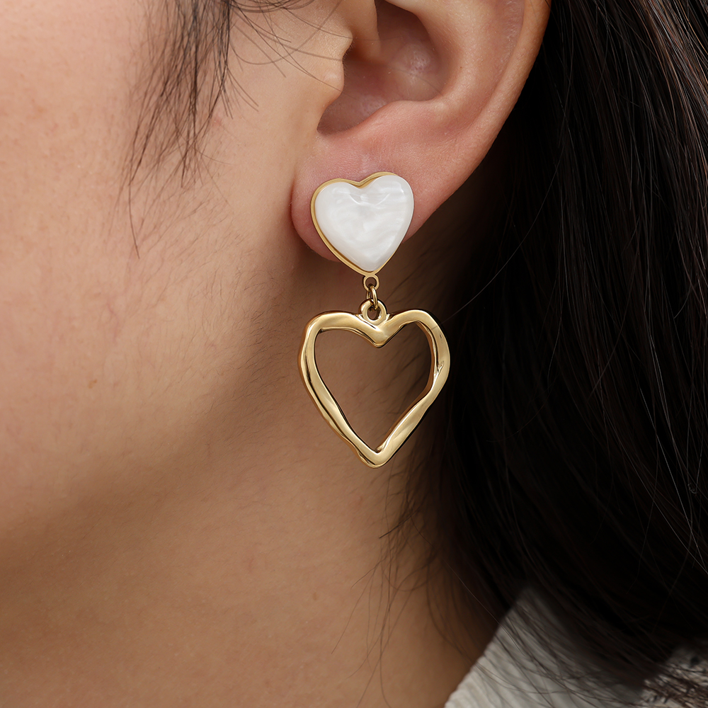 4cm Designed Hearts Edelstahl Ohrringe