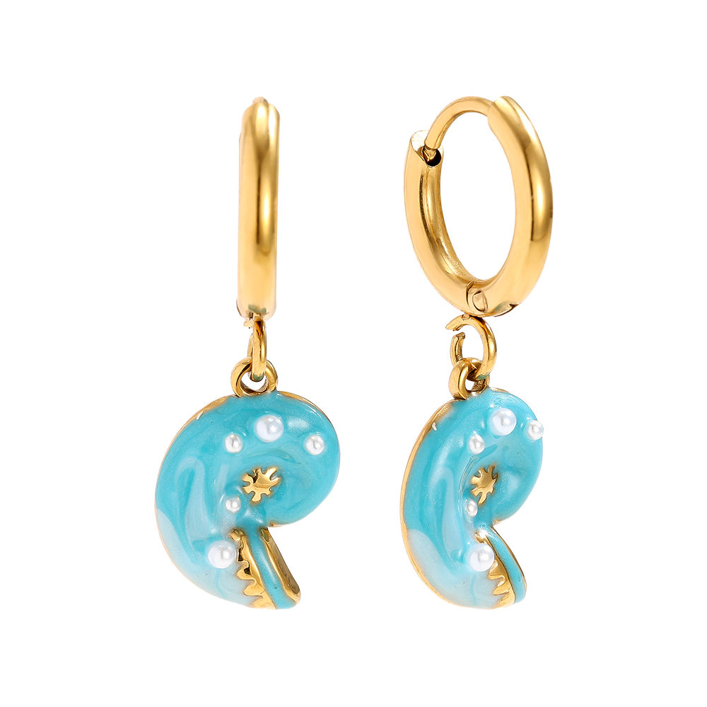 0.9*2.5cm blau Schnecke Edelstahl Ohrringe   