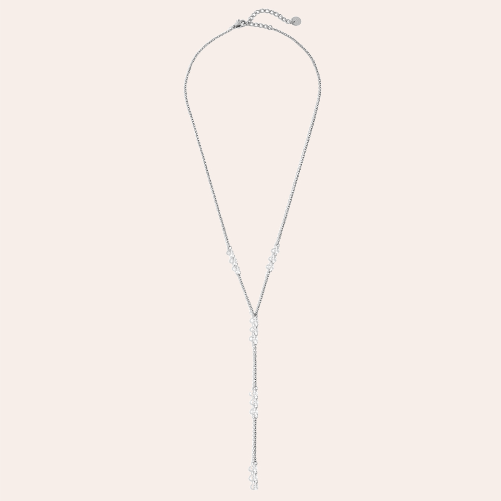 Edelstahl Halskette 41cm tropfenförmige Zirkonia