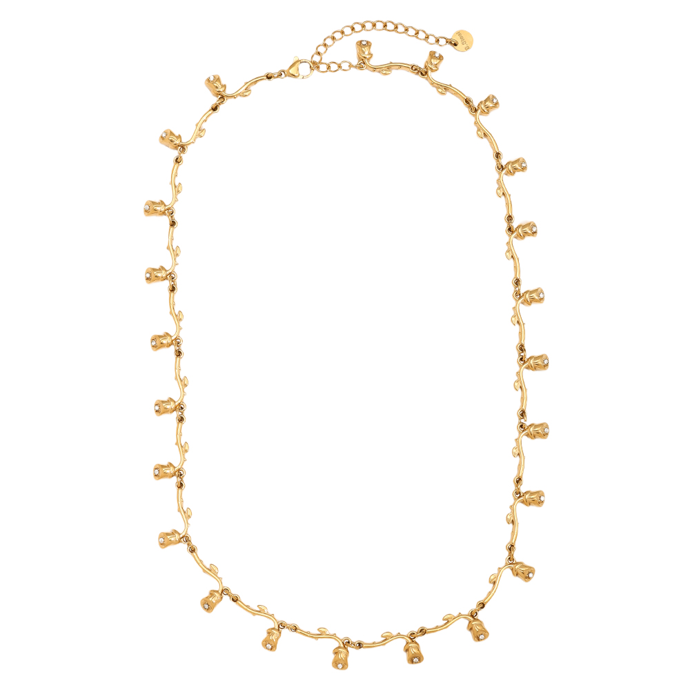 40cm Nice Rose Chain Edelstahl Halskette      