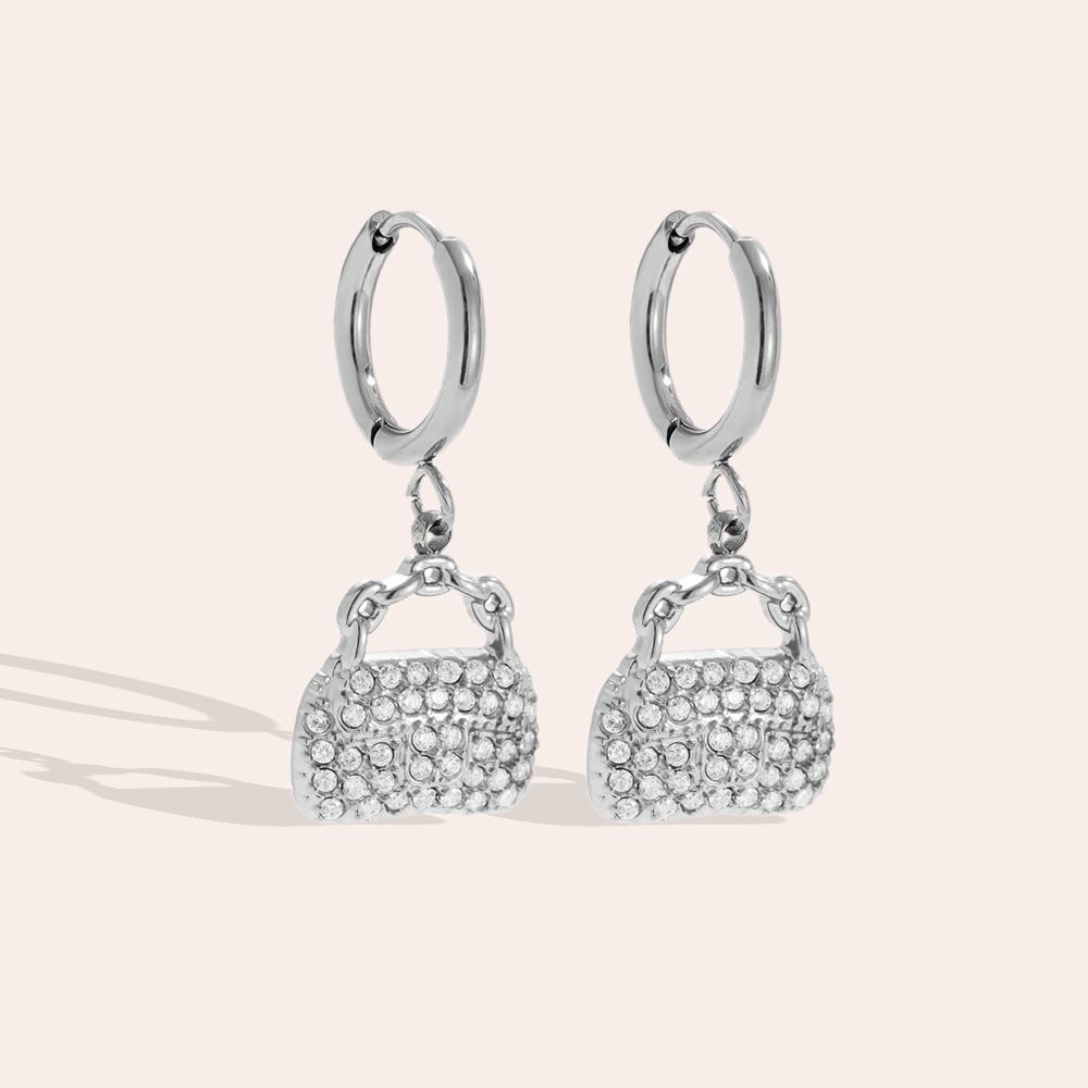 27mm Diamond Bag Edelstahl Ohrringe         