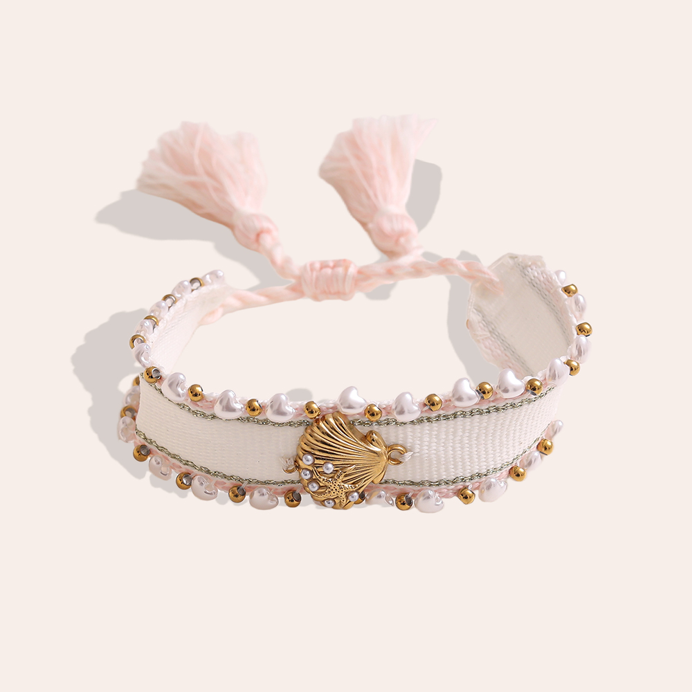 Muschel auf einem Polyesterbeutel Edelstahl Armband