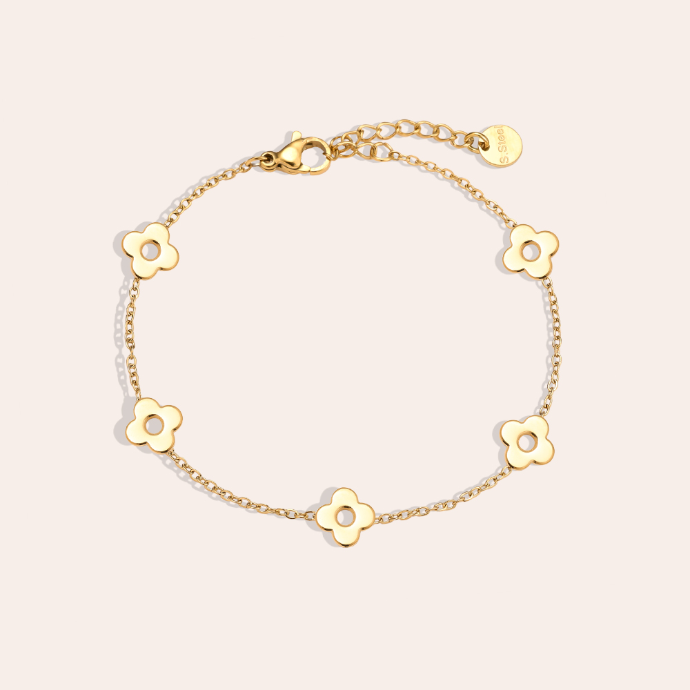 17cm Fünf Blumen Edelstahl Armkette         