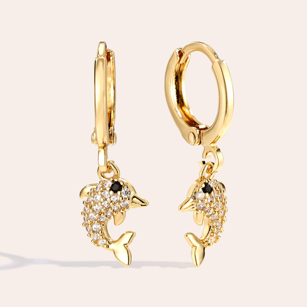 25mm Cute Dolphin Diamond Vergoldete Ohrringe