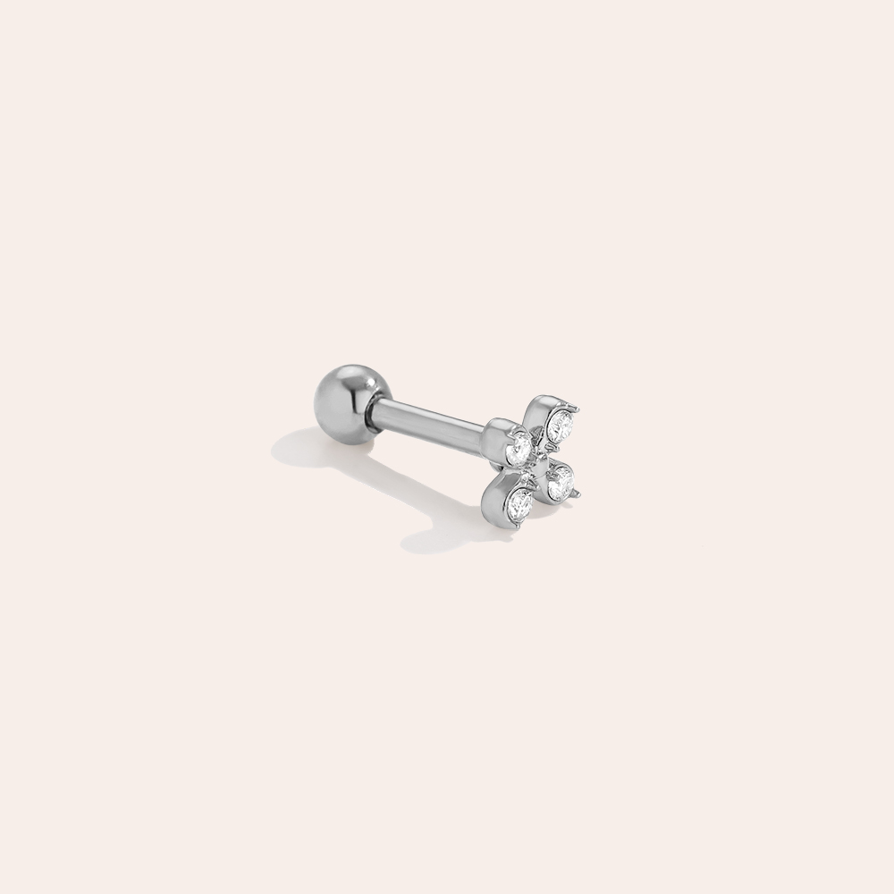 4mm Mini Cross Diamond Edelstahl Piercing     