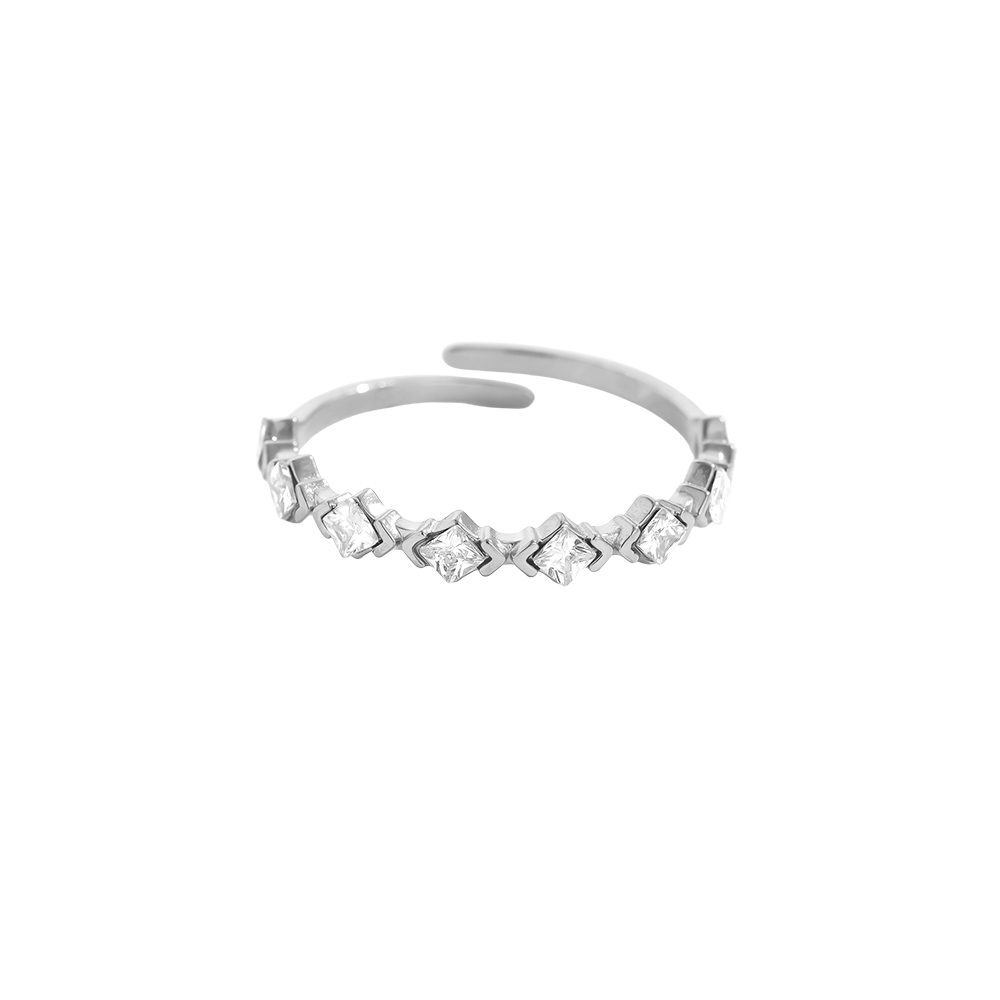 Many Diamond Cube Edelstahl Ring            