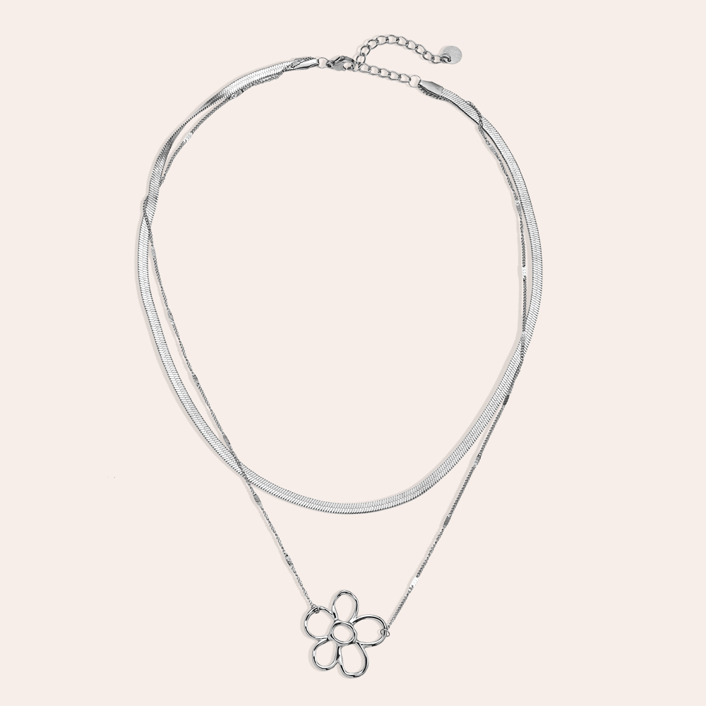 38_44cm Snake and Flower Edelstahl Halskette 