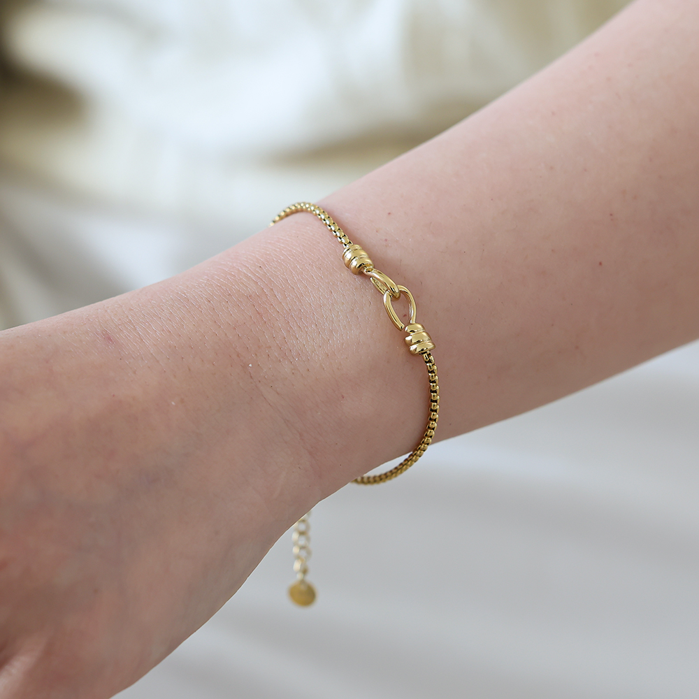 16cm Minimalistisches Haken Edelstahl Armband 