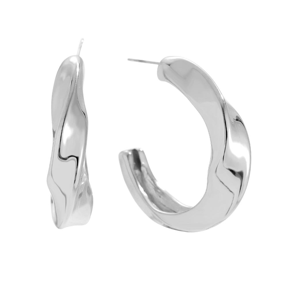 35mm Classic Twist Half Hoop Edelstahl Ohrringe         