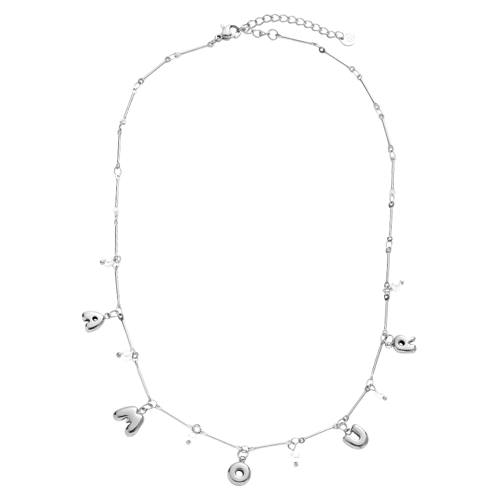 Edelstahl Halskette 40cm AMOUR With Pearl