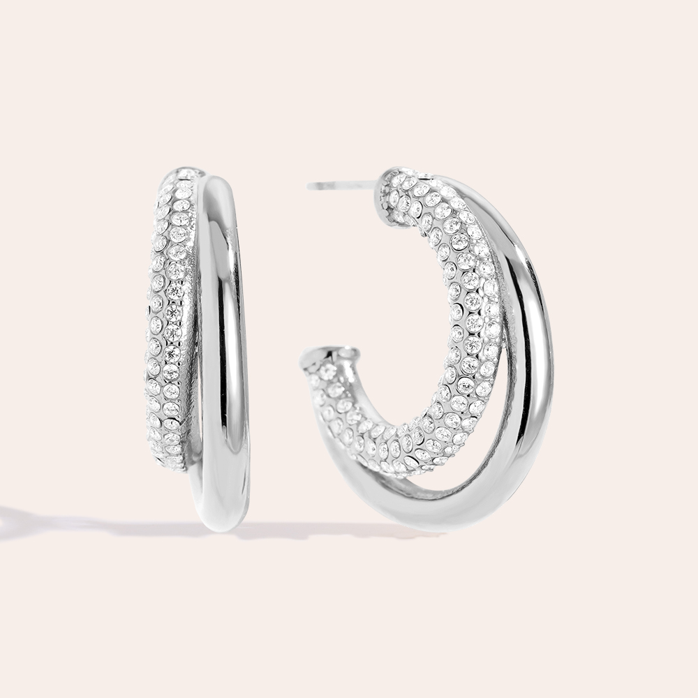 35mm Fine Diamond Hoop Edelstahl Ohrringe 