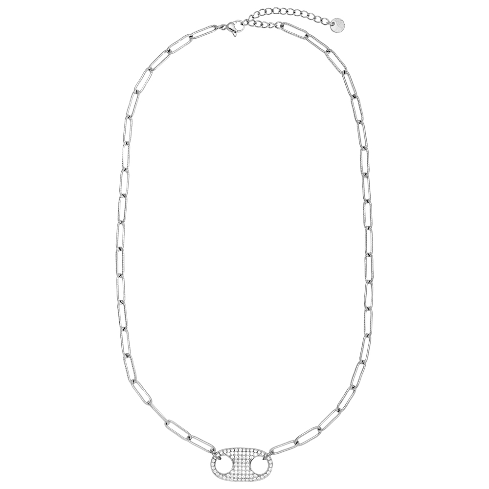 44cm Diamond Pig Nose With Charms Edelstahl Halskette   