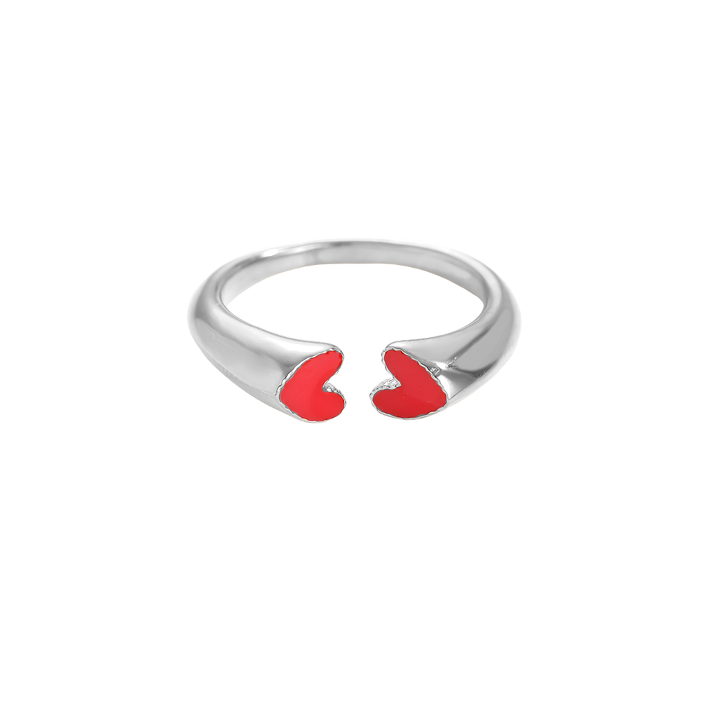 Two Red Hearts Edelstahl Ring     