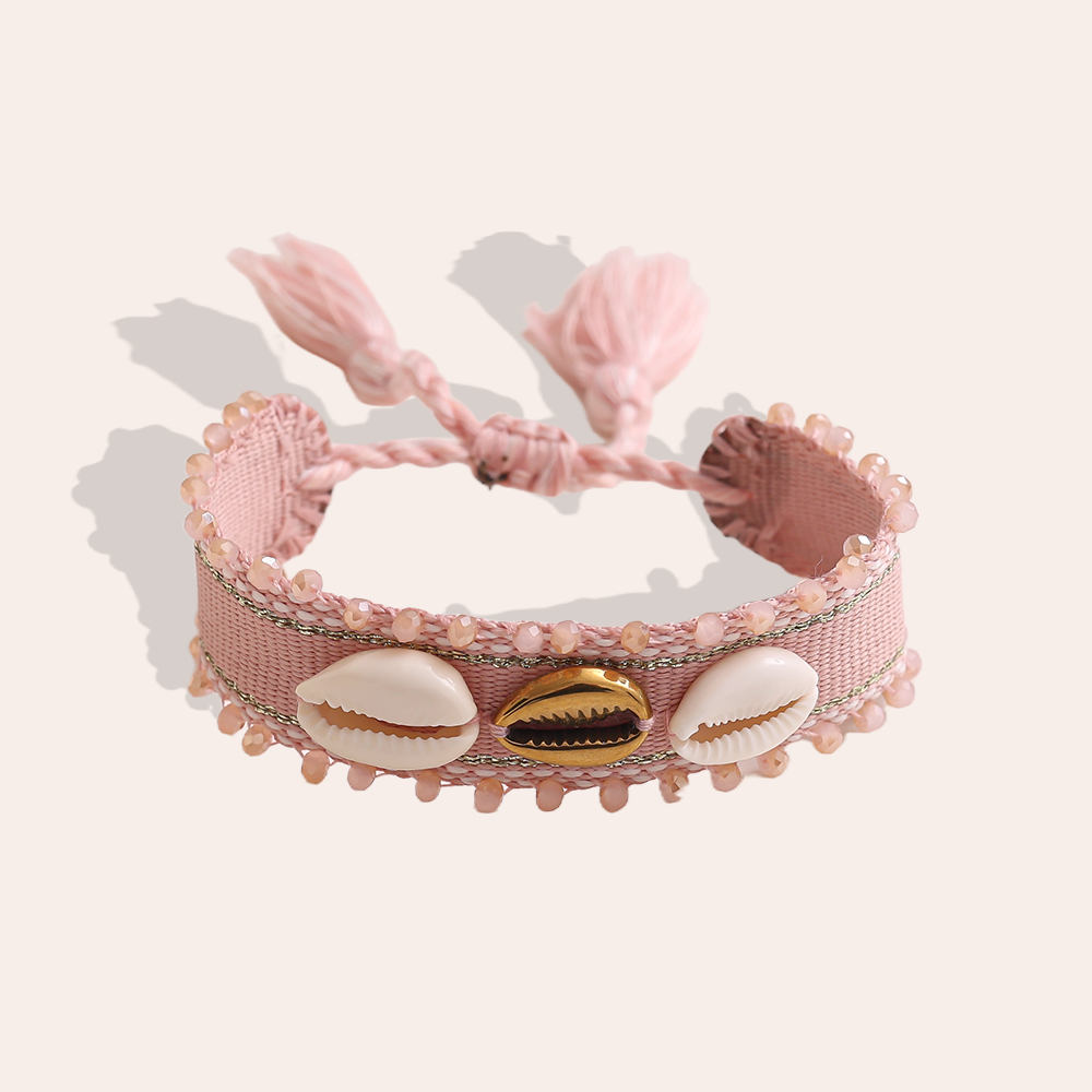 Muschel auf einem Polyesterbeutel Edelstahl Armband