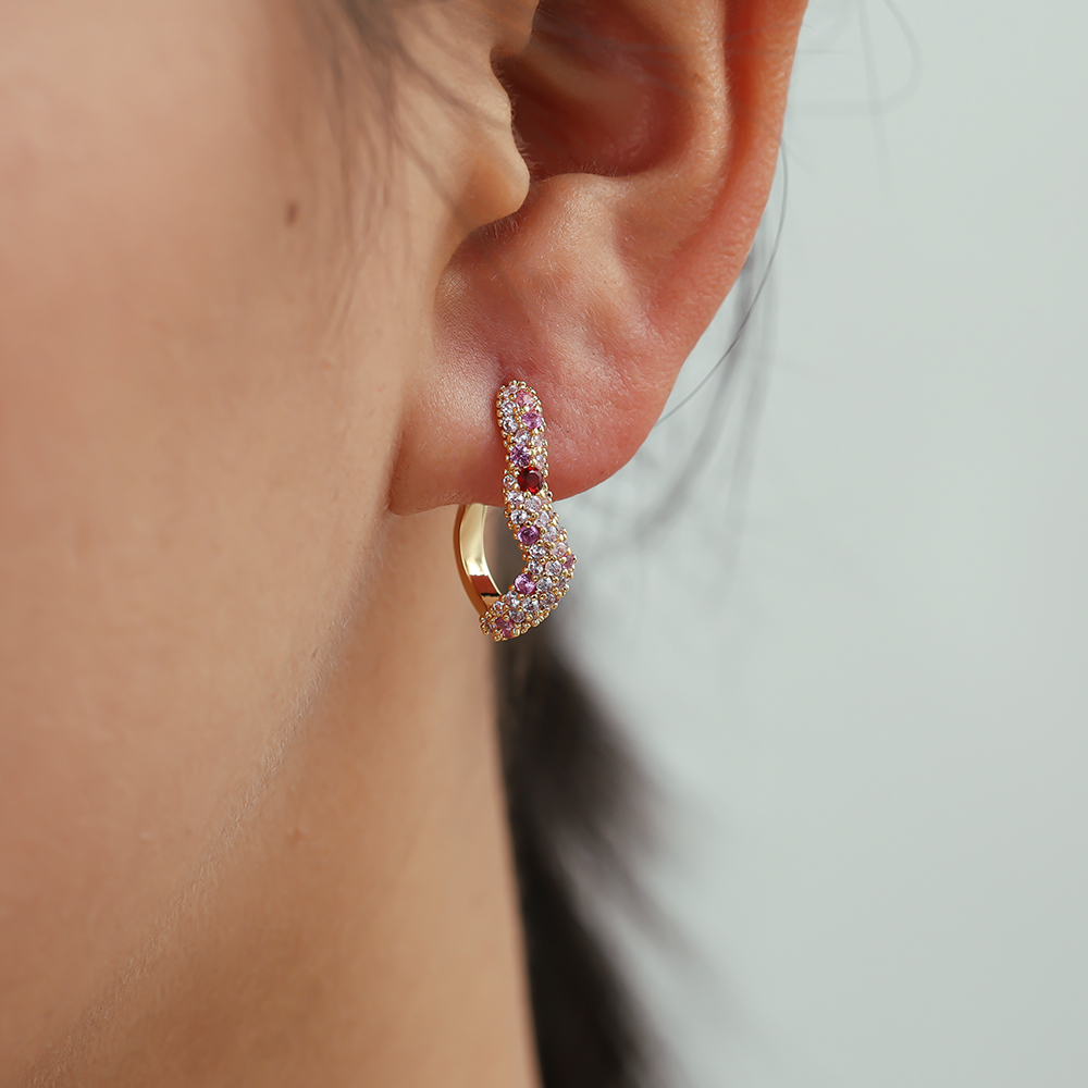 20mm Zirkonia Soft Wave Vergoldete Ohrringe    