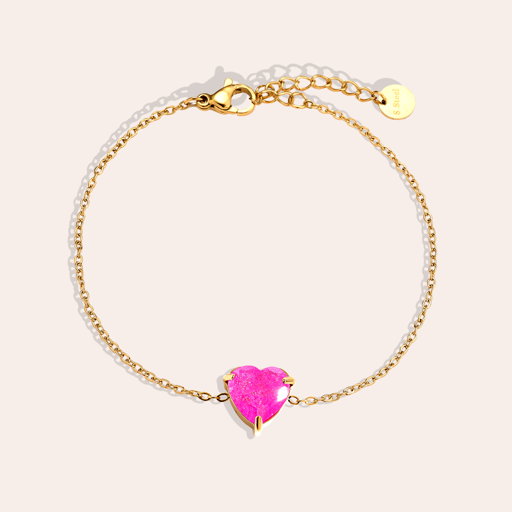16cm Multi Color Diamond Heart Edelstahl Armband