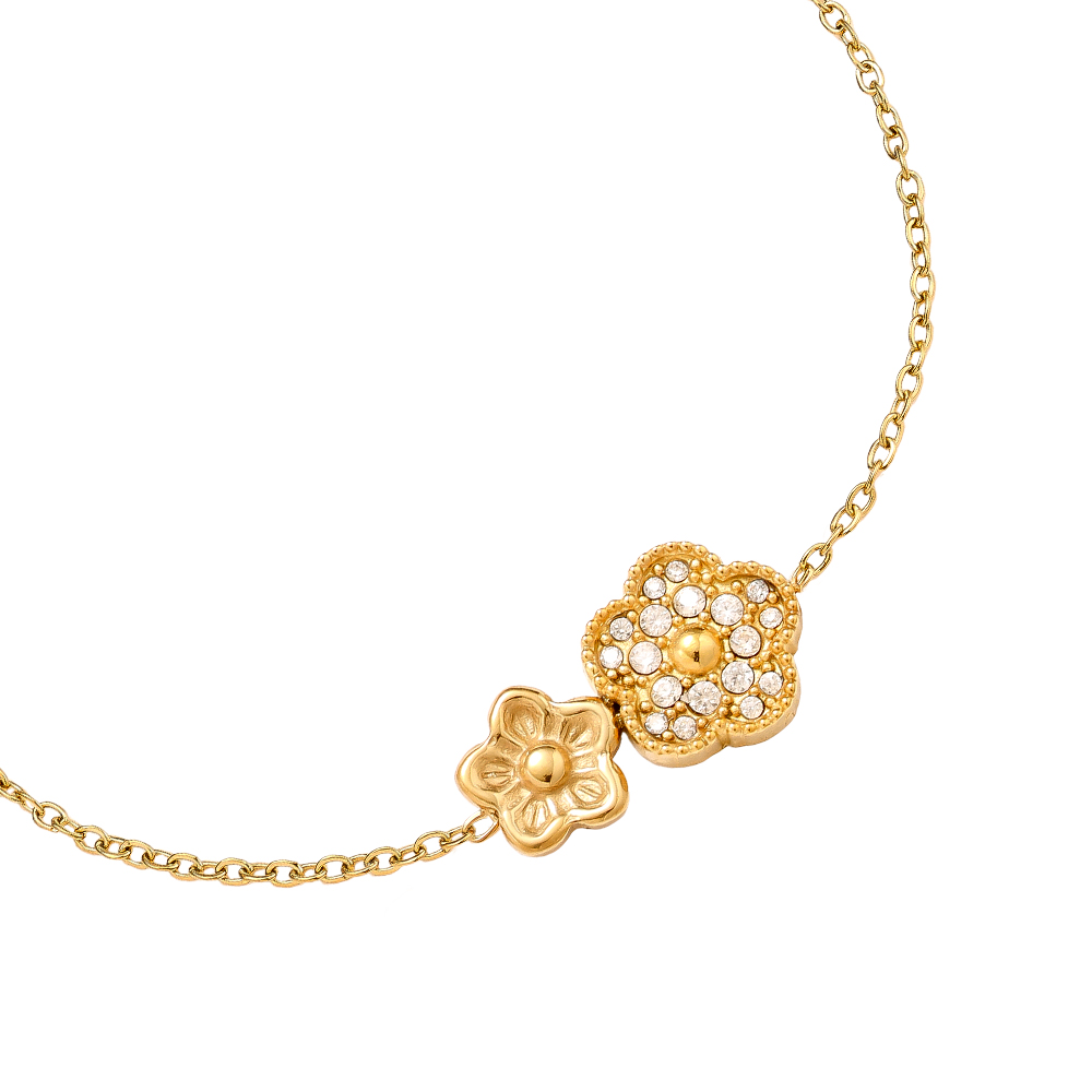 17cm Zwei süße Blumen Edelstahl Armkette       