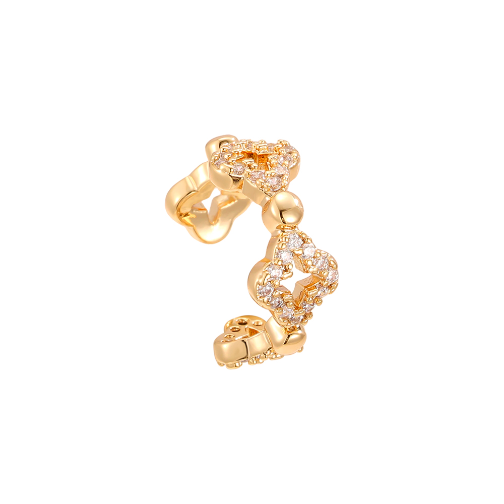 15mm Kleeblatt Zirkonia Vergoldete Ear-cuffs