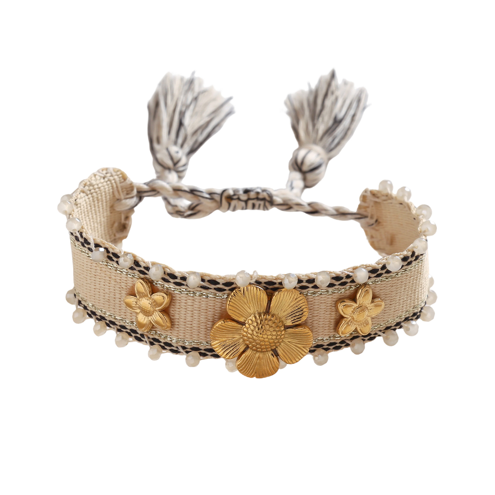 Blumen auf einem Polyesterbeutel Edelstahl Armband    