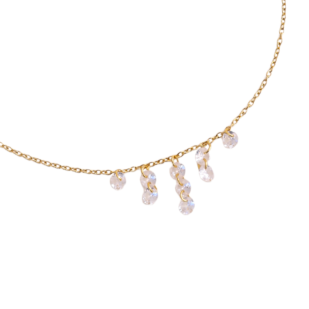 40cm Kristall Zirkonia Edelstahl Halskette