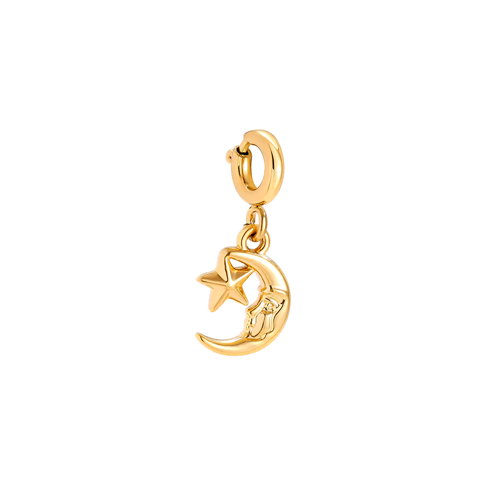 1.1cm Spring Clasp Moon And Star Edelstahl Pendant   