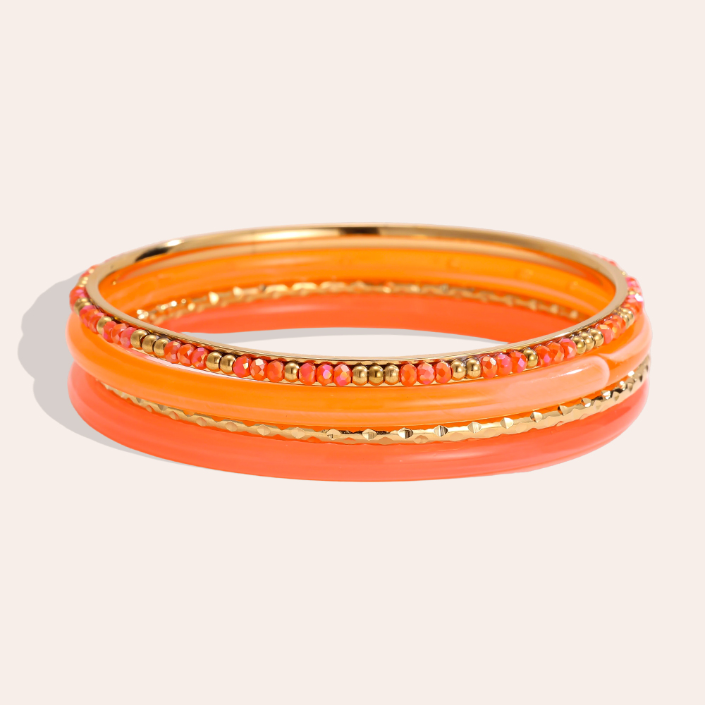 6.5cm Breite 4er Acryl Edelstahl Armreif Set 