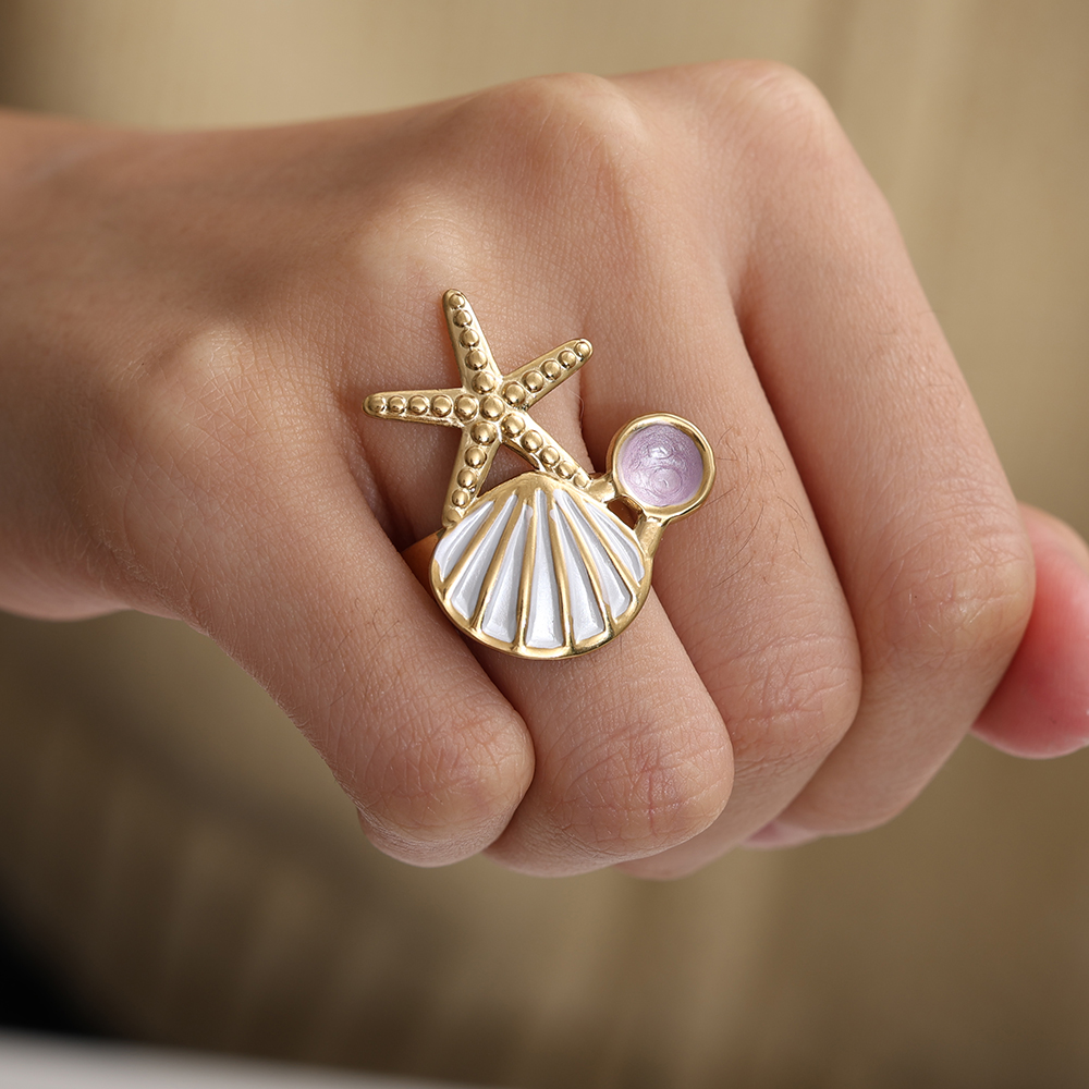 Verstellbarer Meereslebewesen Edelstahl Ring      