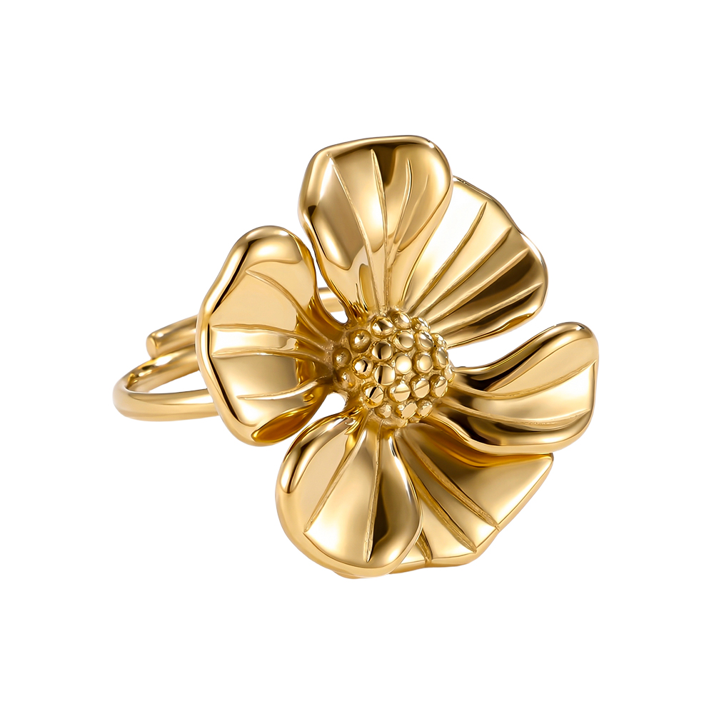 Verstellbarer schöne Blumen Edelstahl Ring        